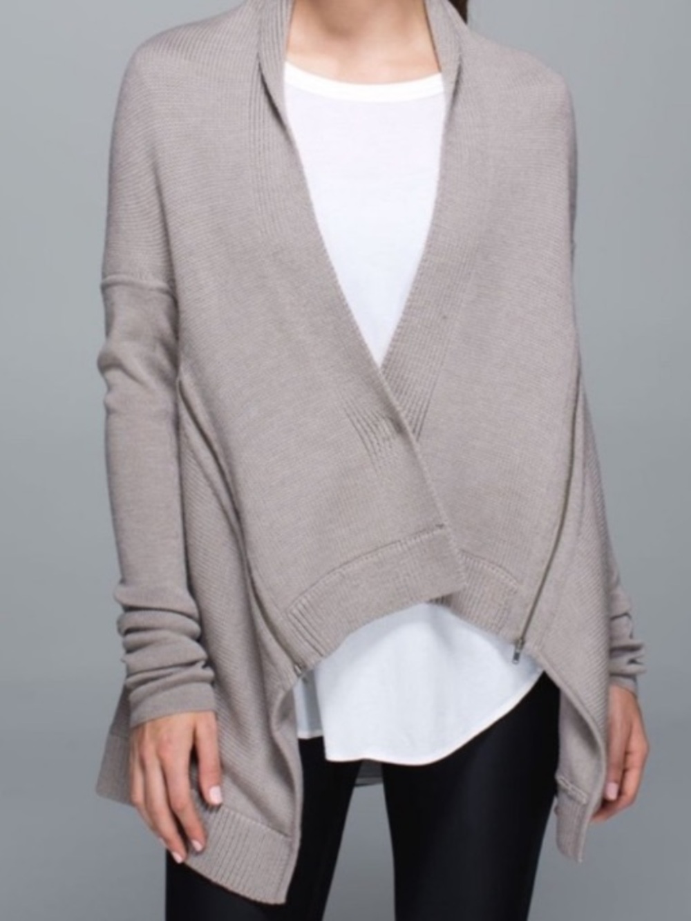 Lululemon Light Taupe Draped Open-Front Women's Sweater Cardigan